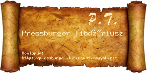 Pressburger Tibériusz névjegykártya